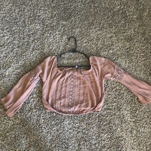 off the shoulder pink crop top